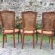 Vintage regency cherry chairs with canned backrests and seats