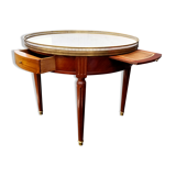 Table basse bouillotte ancienne plateau marbre style louis xvi