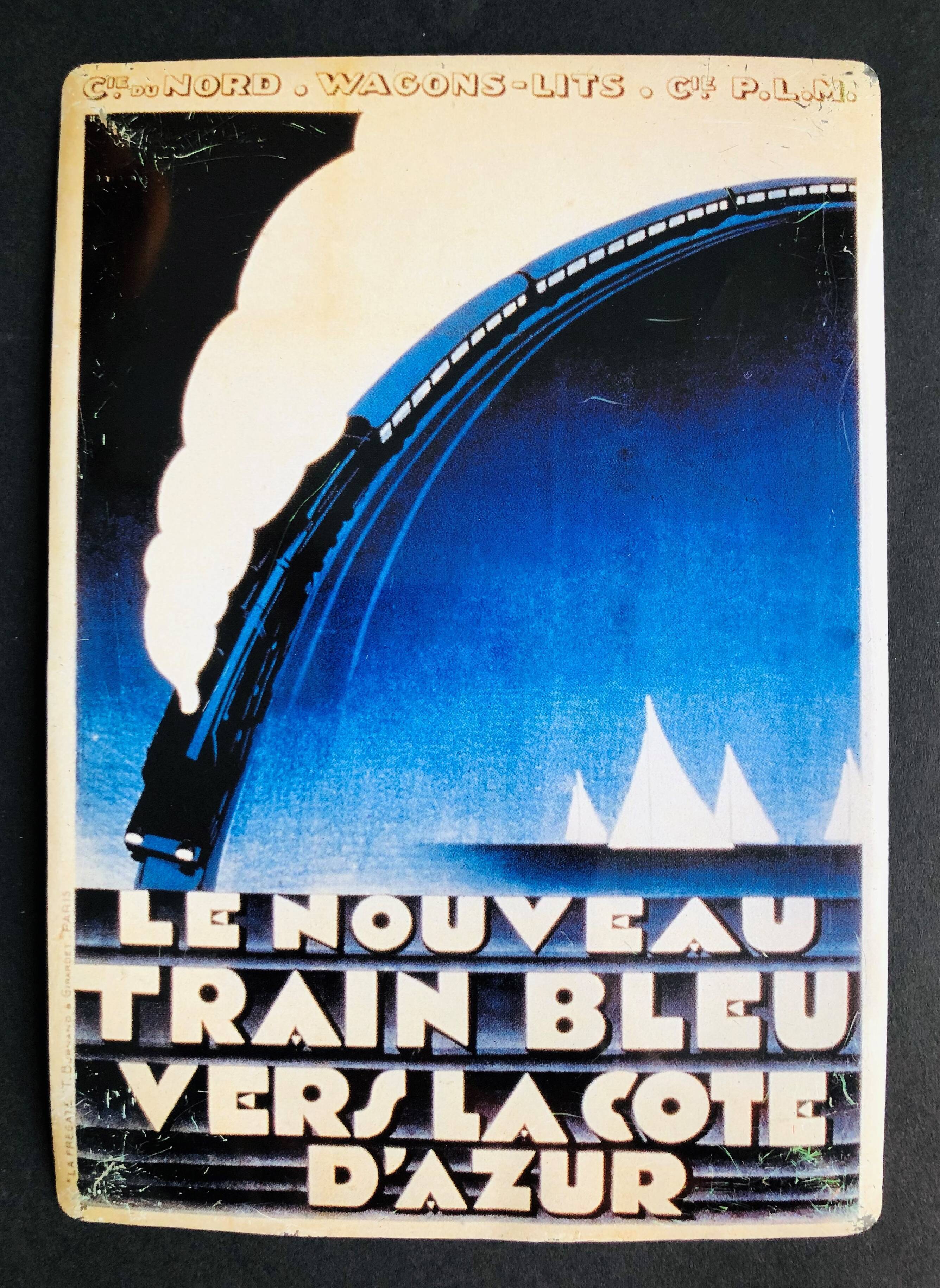 Plaque publicitaire pour le train bleu