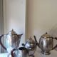 Tea and coffee service in silver-plated metal and wood from the 1930s Art Deco - Wine