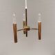 Chandelier with 3 light sources, made of metal and brass. 1960-70s