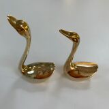 Couple of swans in vintage brass