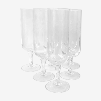 Champagne flutes in chiseled crystal on foot Vierzon