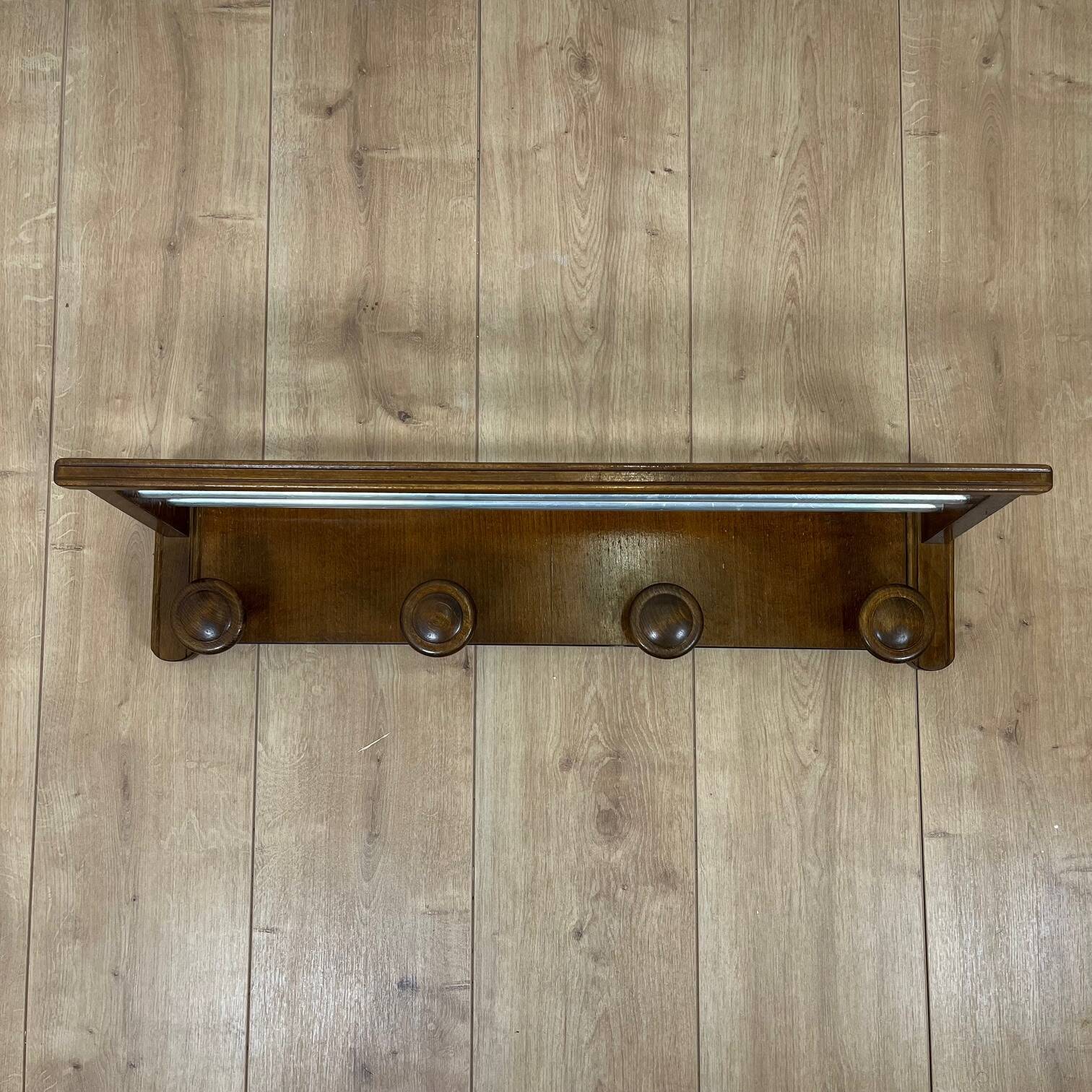 Wooden wall-mounted coat rack and hat rack, 1960/70