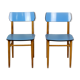Vintage blue Formica & wood chairs, 1960s, set of 2