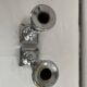 Large antique silver plated candlesticks, square base, pair, classic