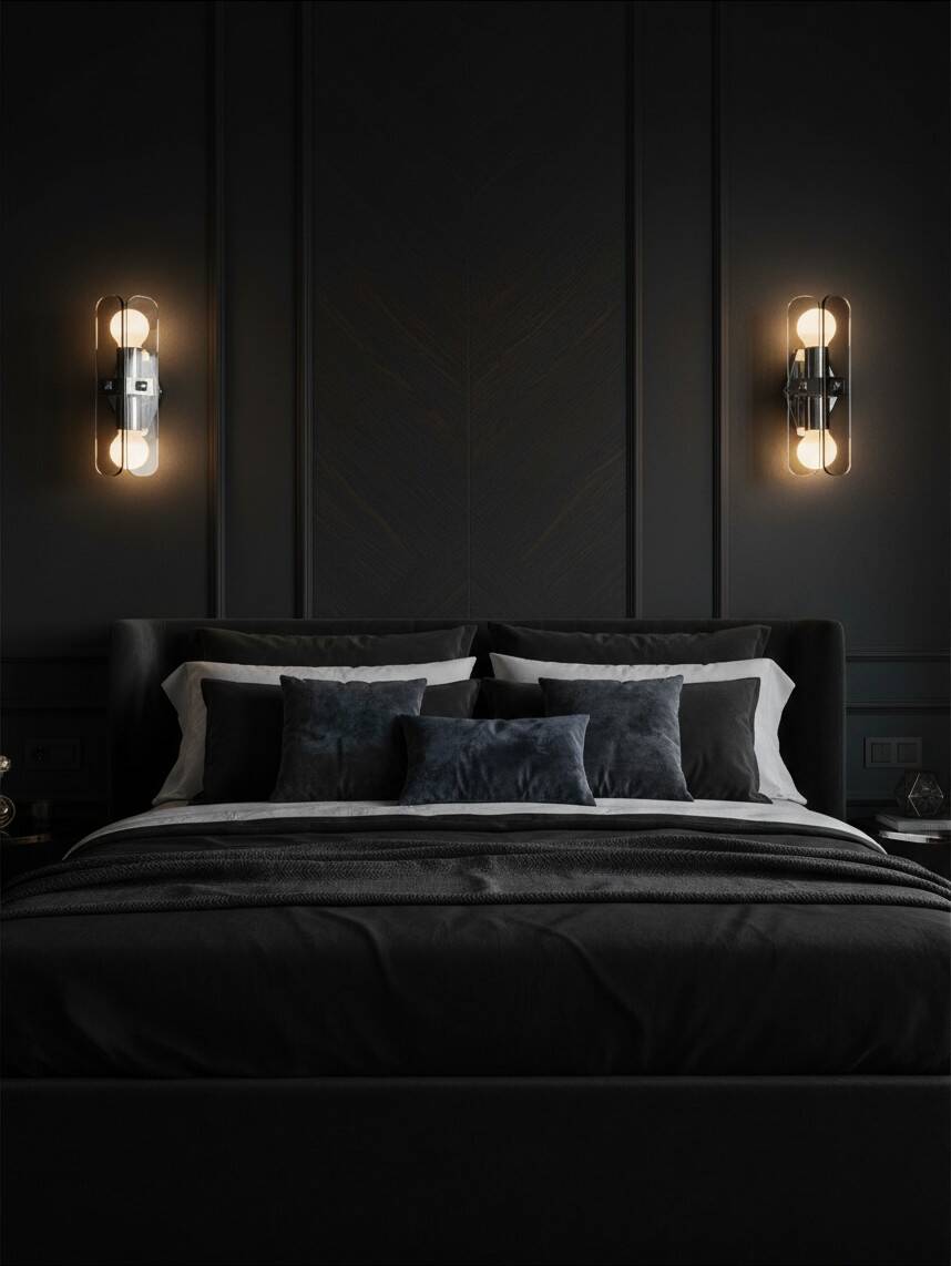Pair of smoked glass and chrome wall lights attributed to Fontana Arte – Years