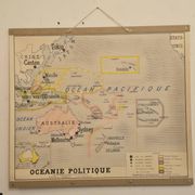 Ancienne carte de géographie carte d'école Océanie politique et physique co