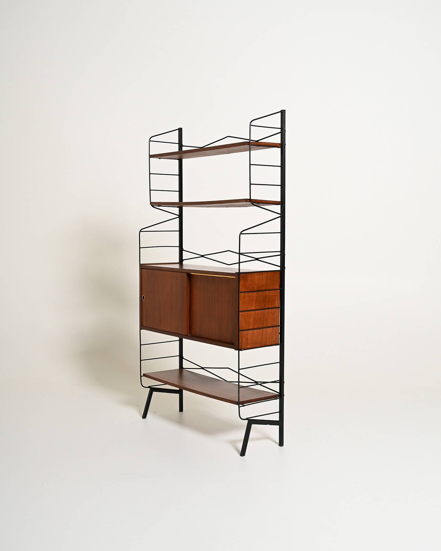 Bibliothèque en teck avec tiroir, années 1950-1960
