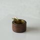 Vintage leather and patinated brass ashtray, 1960s, mid-century design.