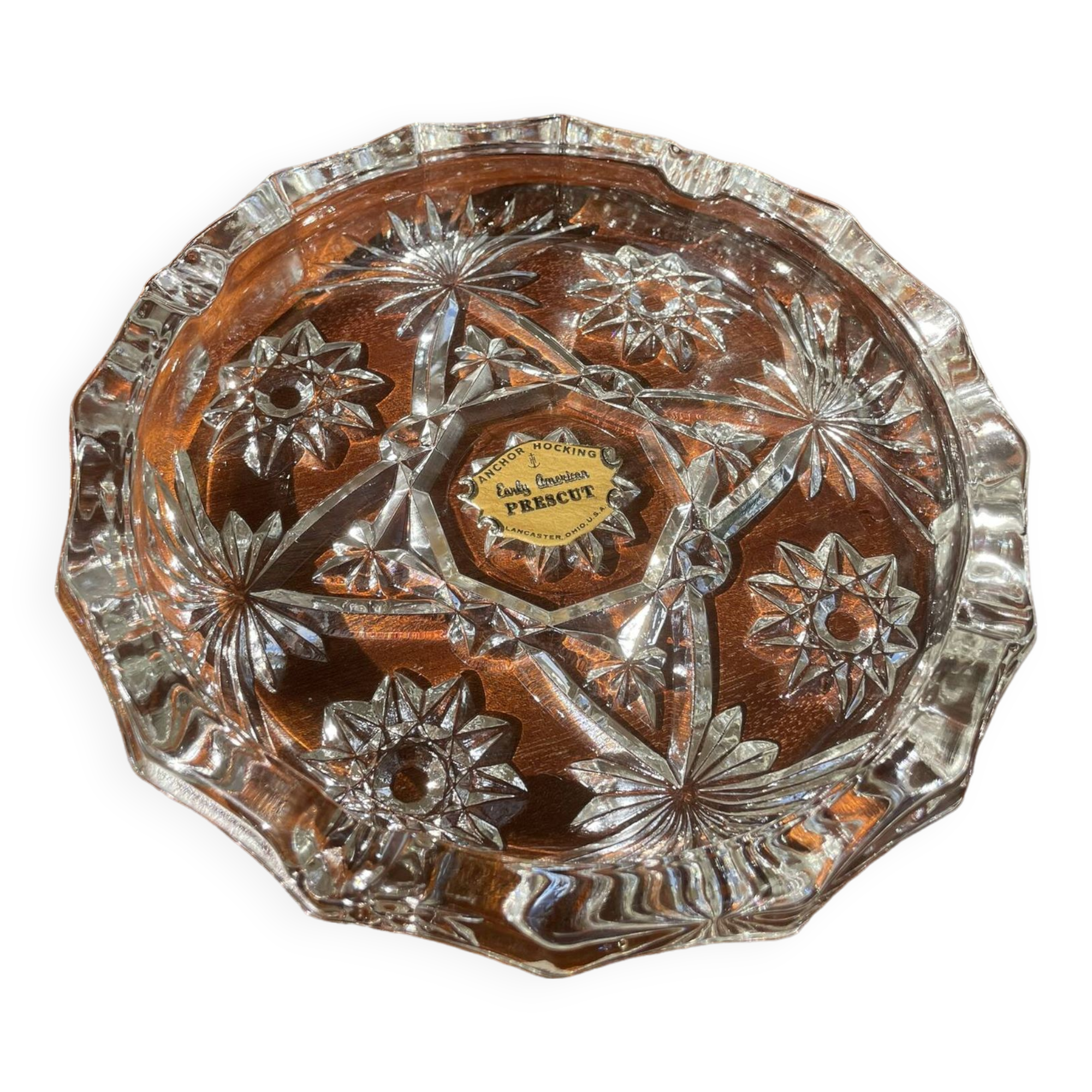 Chiseled glass ashtray