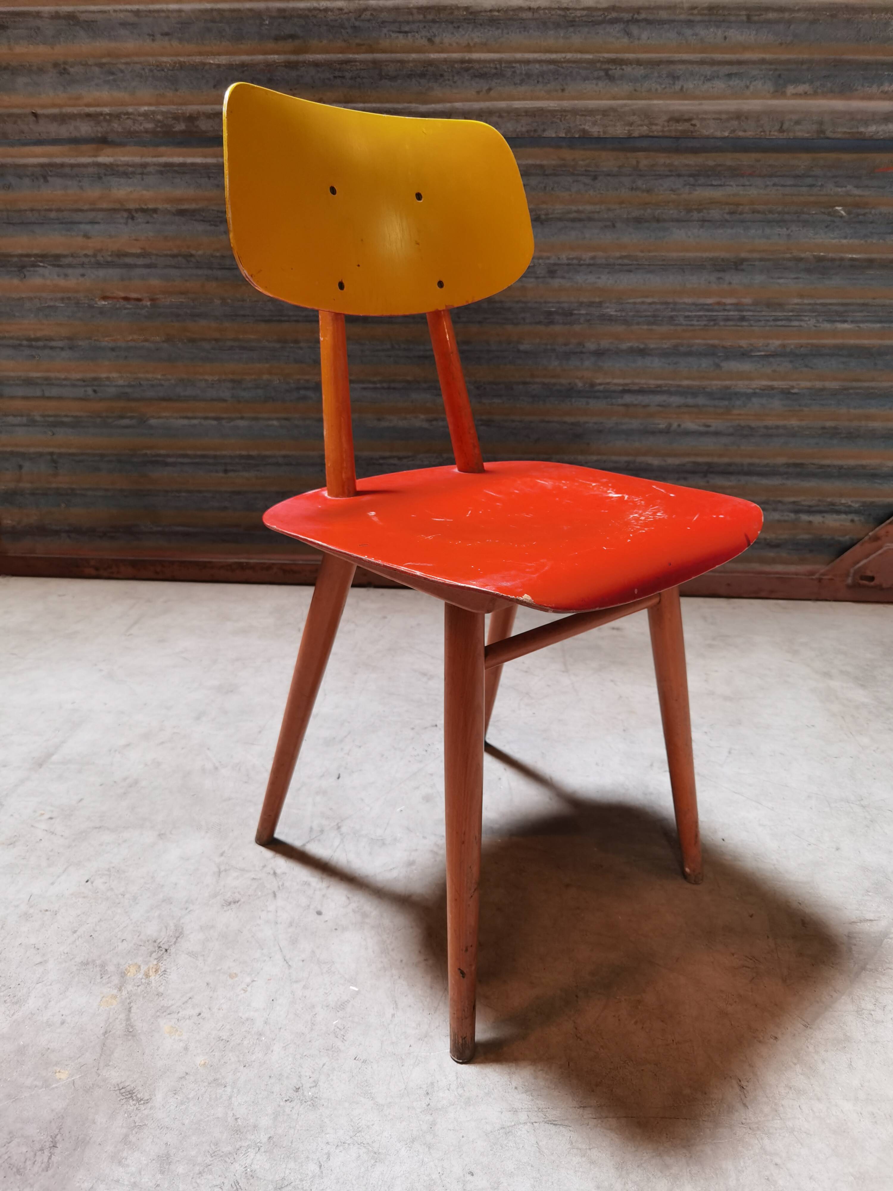 Pair of wooden chairs ton czech republic 1960
