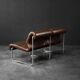 Vintage Mid-Century German Modern 2-Seater Brown Steel Frame Lounge Sofa