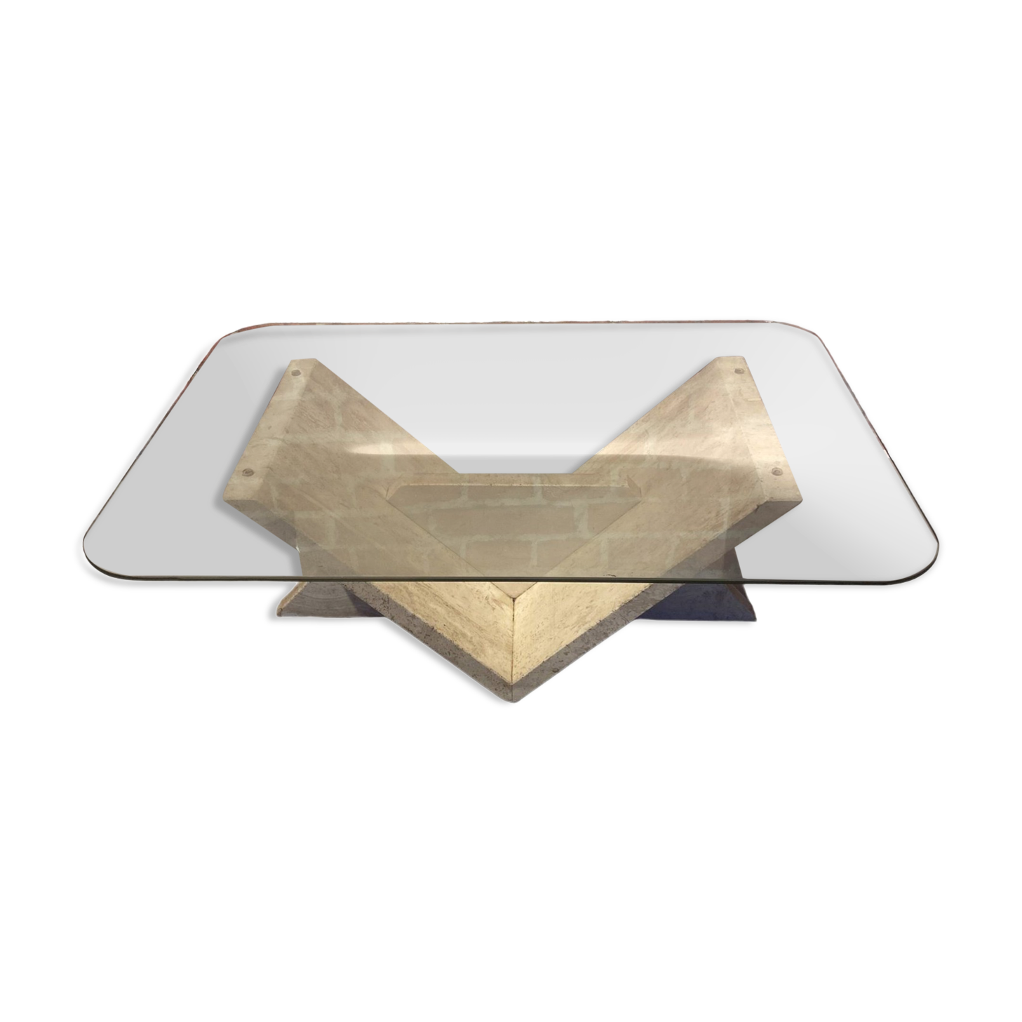 Coffee table in white marble and glass