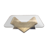 Coffee table in white marble and glass