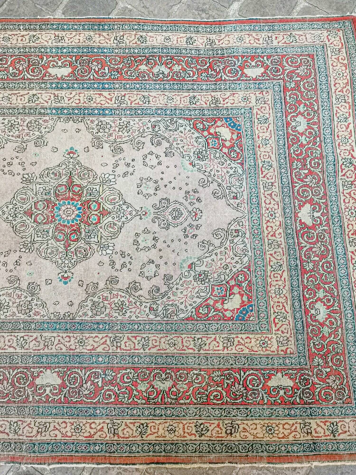 Ancient Persian Oriental rug handmade Tebriz 1.74 x 1.25 m