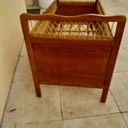 Vintage baby bed in wood and rattan from the 60s for children