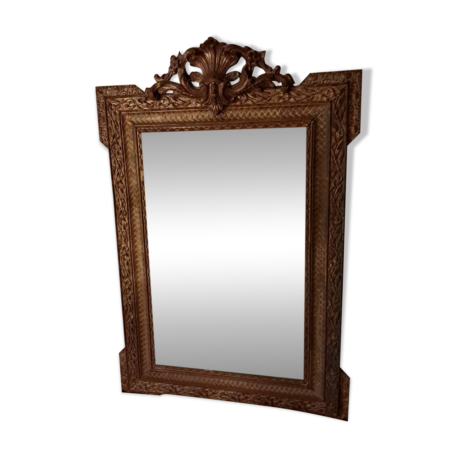 Golden Wood Mirror, stamped AB Bordeaux, Louis XVI style – Late 19th century