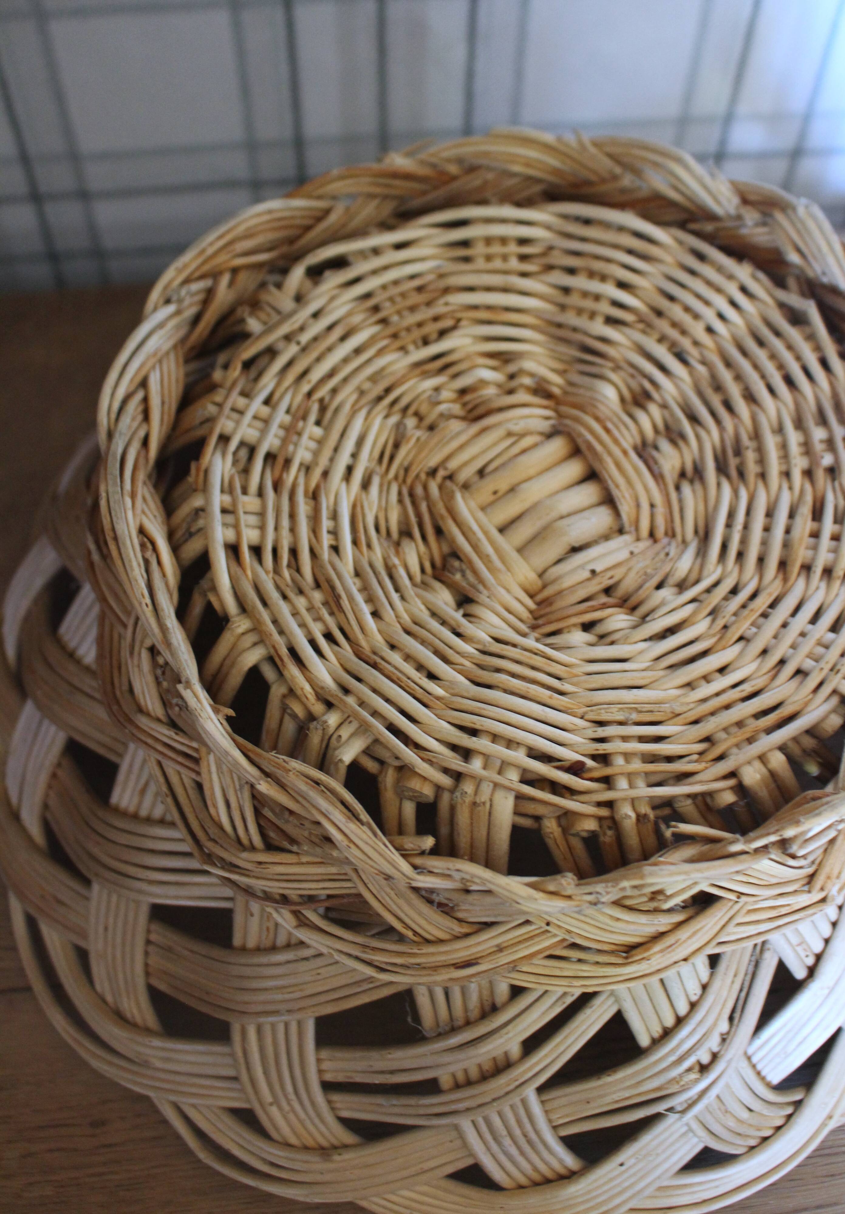 Large vintage woven wicker basket