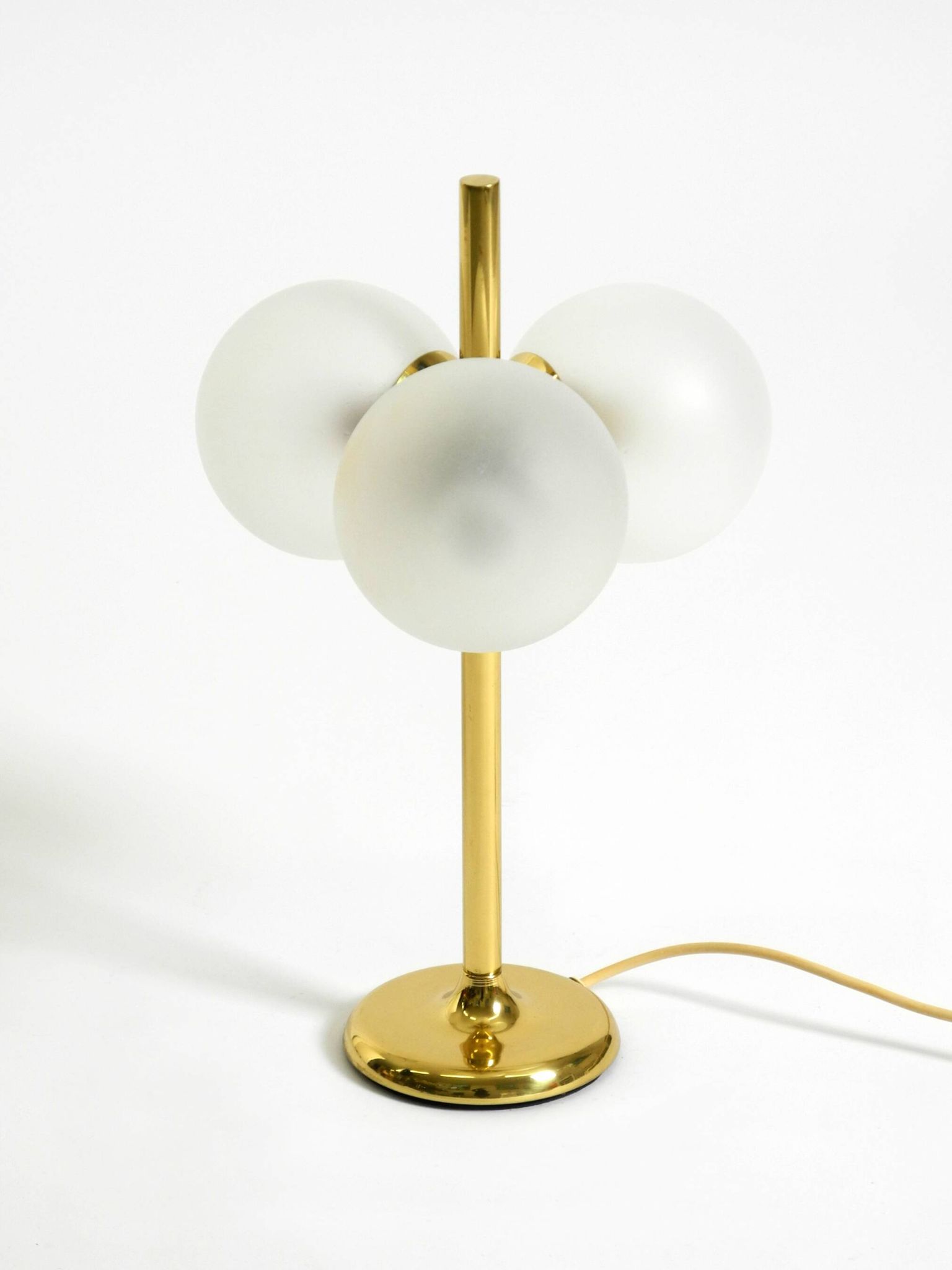 1960s Space Age brass table lamp by Kaiser Leuchten  with 3 glass globes