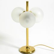 1960s Space Age brass table lamp by Kaiser Leuchten  with 3 glass globes