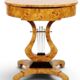 Guéridon rond Empire en bois de hêtre & loupe d'orme, 1 tiroir