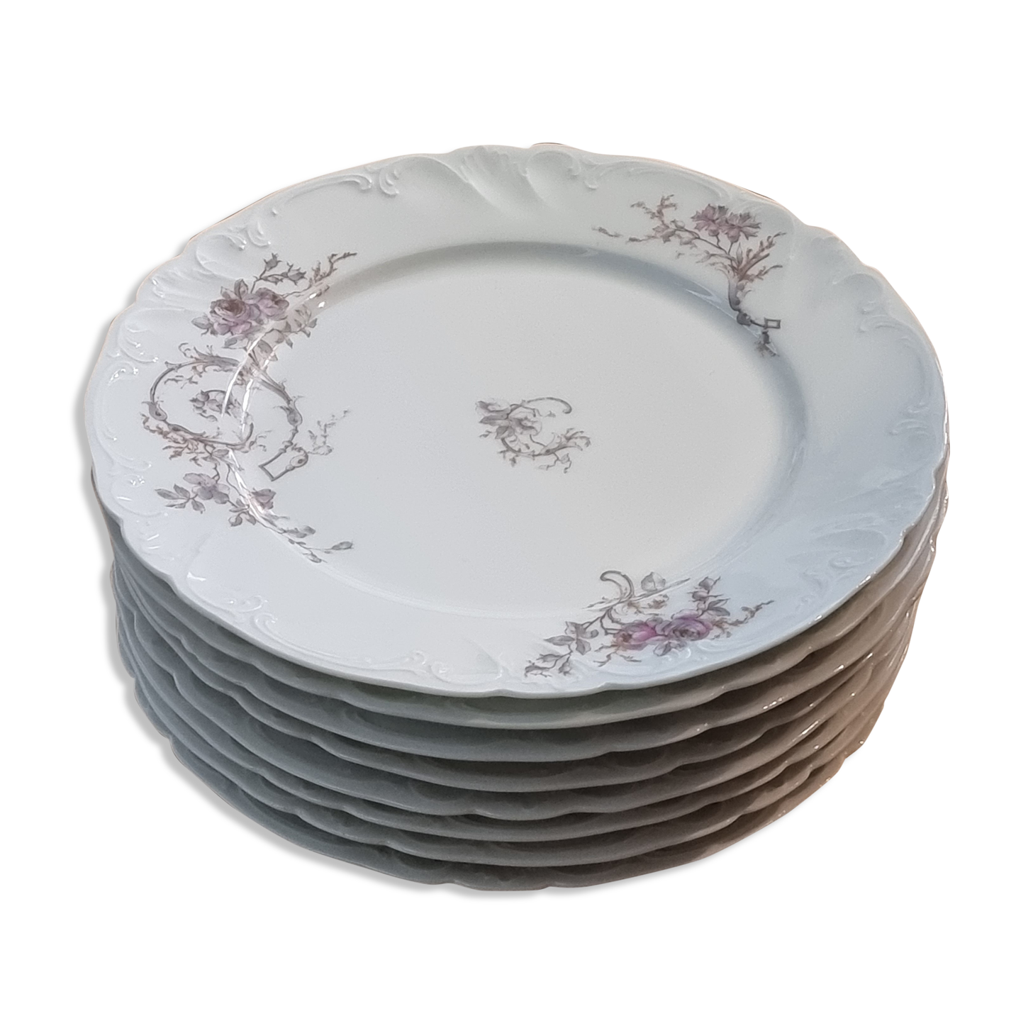 Set of eight Limoges porcelain plates