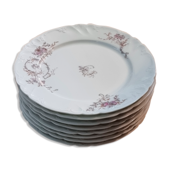 Set of eight Limoges porcelain plates