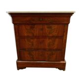 Louis Philippe period chest of drawers in mahogany top of 19th century white marble