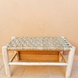 Solid wood and natural wicker bench, rattan bench, wooden bench, bench