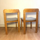 Pair of chairs in beech 60s / 70s