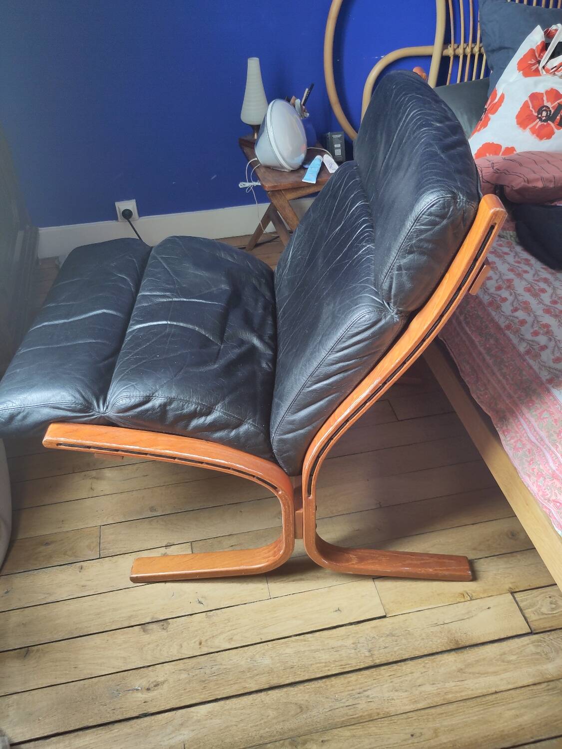 Pair of black leather armchairs Ekornes Ingmar Relling Norway 1960