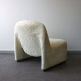 Pair of vintage Alky armchairs in steel and boucle wool by Giancarlo P.