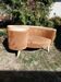 Brown fabric telephone bench from the 1960s with integrated table — Mid-Century style