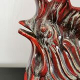 Pichet vase coq en céramique rouge