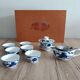 Gaiwan traditional chinese tea set in blue and white porcelain