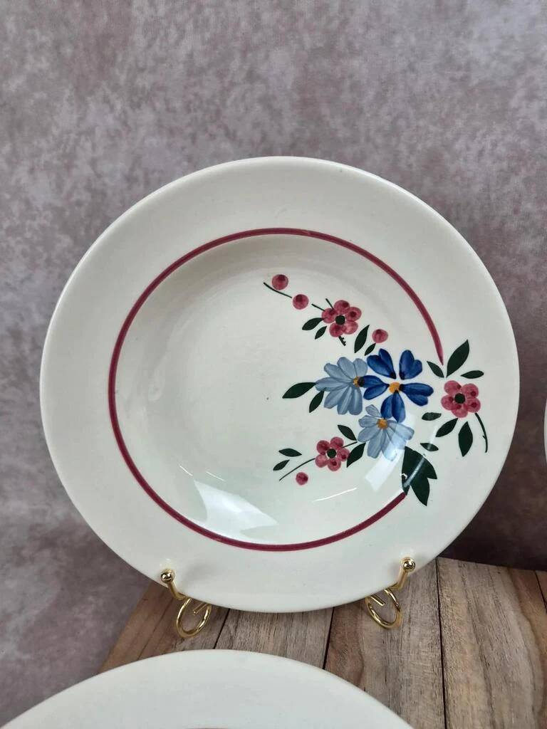 Lot de 4 assiettes creuses vintage Sarreguemines modèle Champfleury