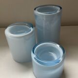 Trio of vintage candlesticks in double-layer glass paste