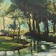 Tableau paysage sous bois XXe