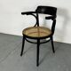 Chaise de bureau mod 233 en bois cintré noire avec assise en rotin par Thonet, années 1930