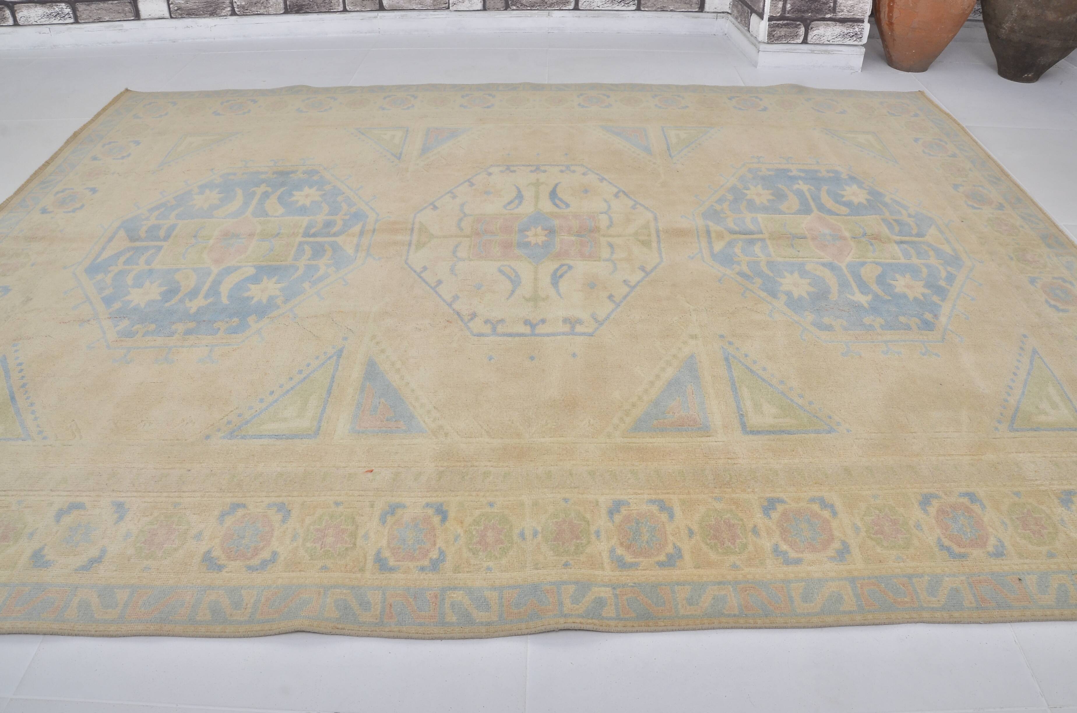 Bohemian Soft Colour Oushak Vintage Rug sku 2038