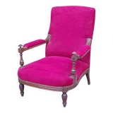 Bergère armchair (completely refurbished, including tacks, velvet fabric and seat)