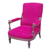 Fauteuil bergère (entierement refait , clou ,tissu velour et assise )