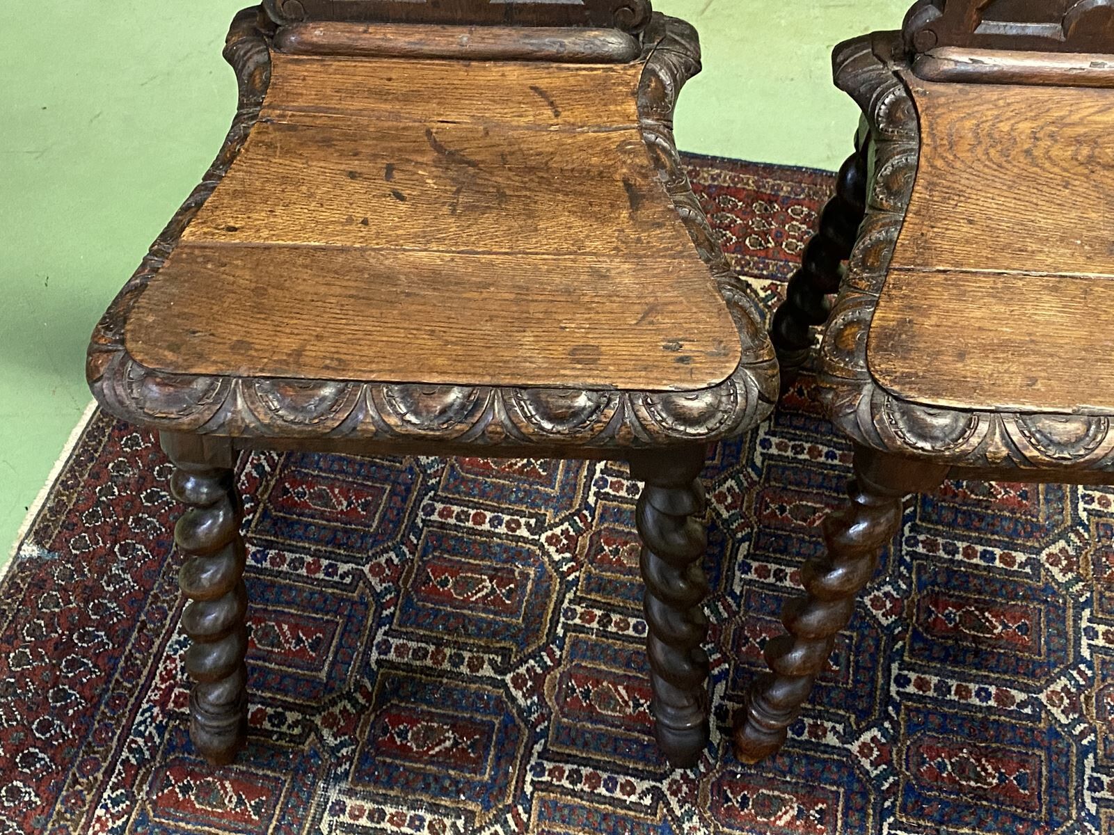 Pair of low 19th oak chairs