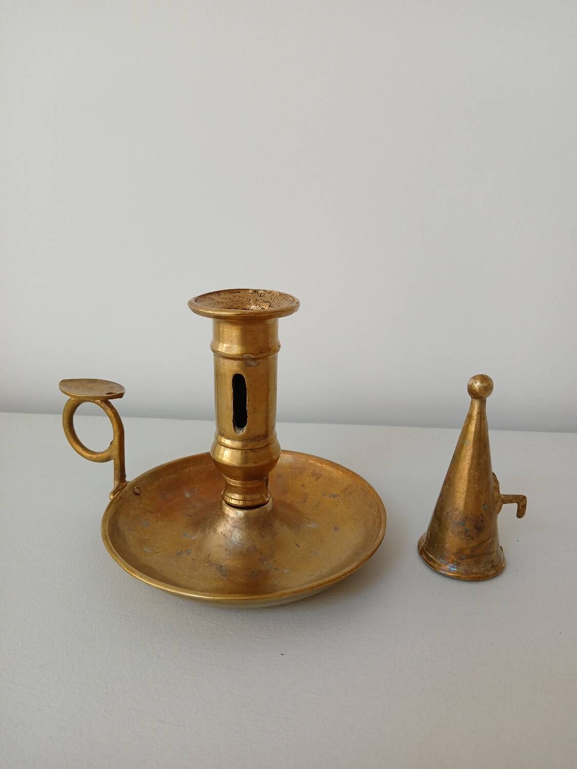 Set of 2 brass cellar rat candlesticks