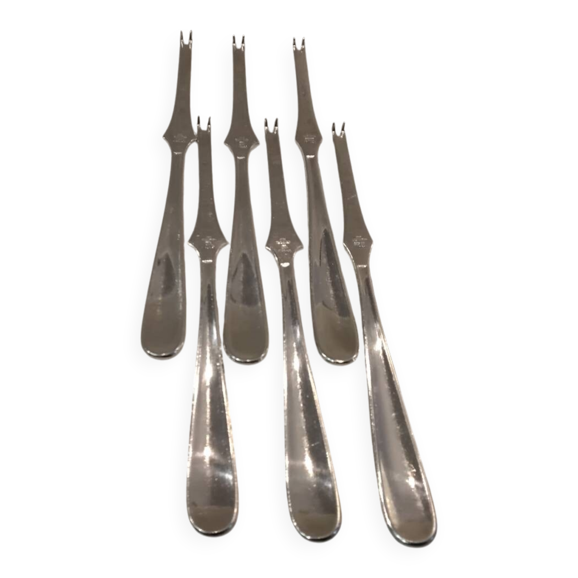 6 silver-plated metal lobster forks by the silversmith Christofle, model Dax.