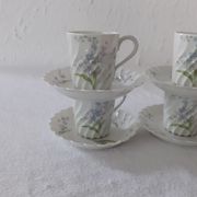 6 cups mocha Haviland model torso margaux blue flowers Limoges France