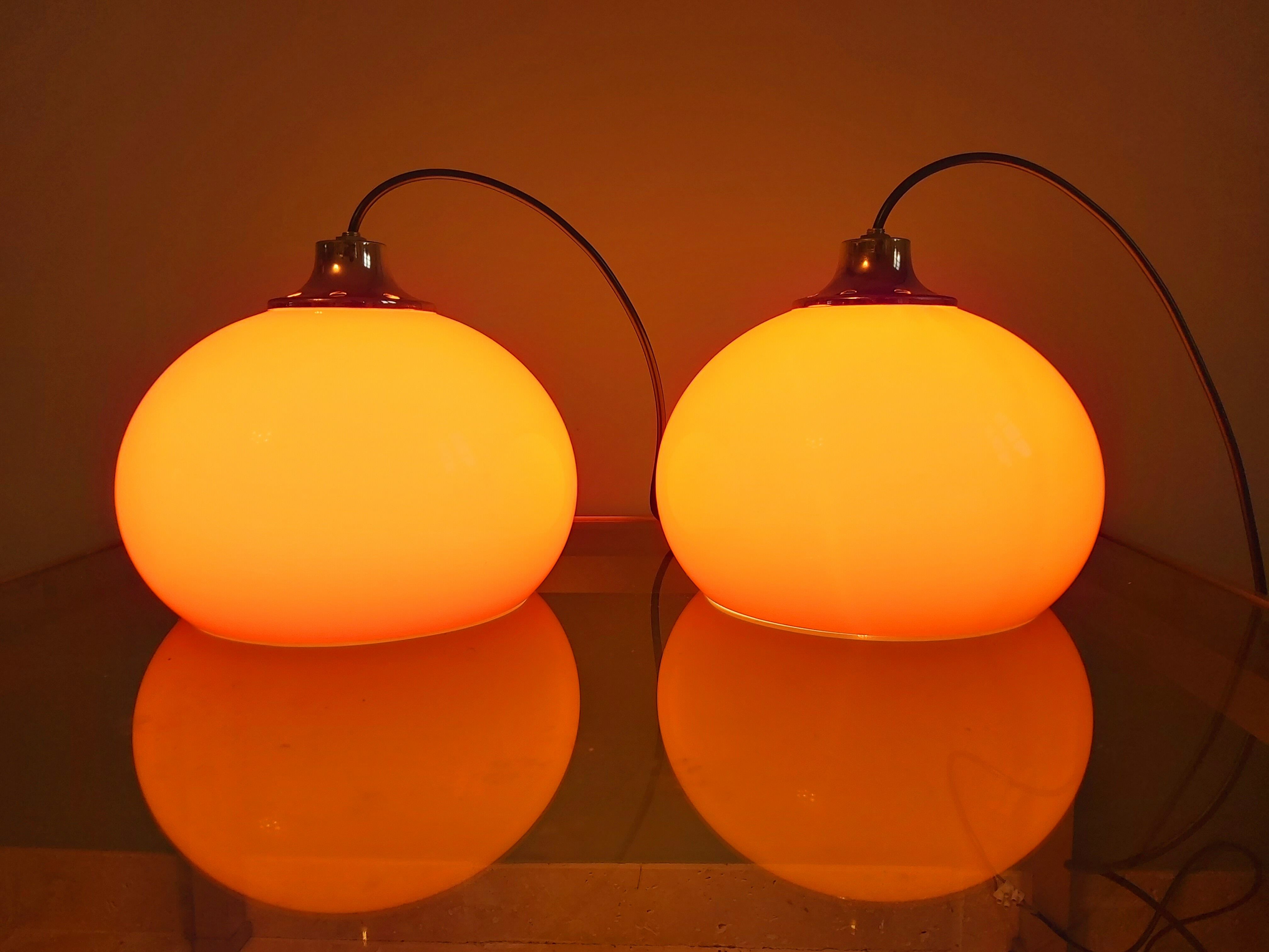 Lot de 3 suspensions orange vintage, années 70