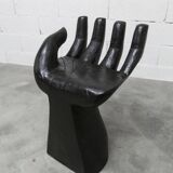 Tabouret, chaise en forme de main, noir et en bois sculpté