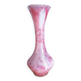 Vase blown glass jar variegated pink soliflore